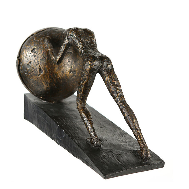 Figuur 'Heavy Ball', polyresin, antique bronze finish, L39cm