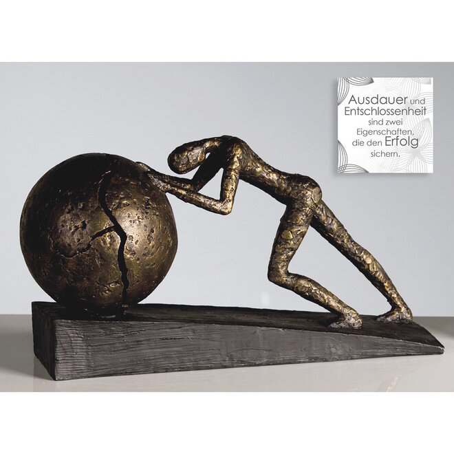 Figuur 'Heavy Ball', polyresin, antique bronze finish, L39cm
