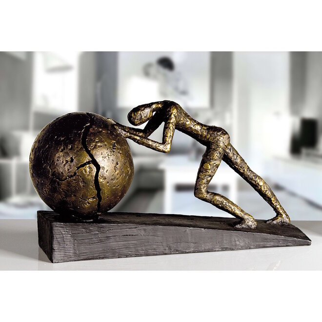 Figuur 'Heavy Ball', polyresin, antique bronze finish, L39cm