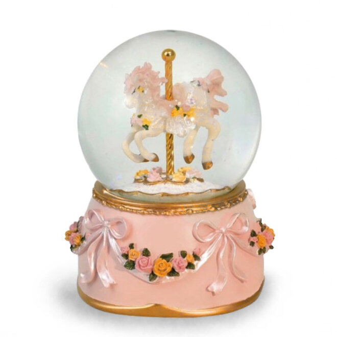 Sneeuwbol Carrouselpaard, roze