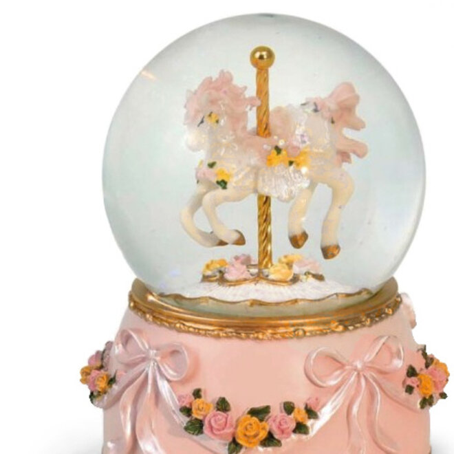 Sneeuwbol Carrouselpaard, roze