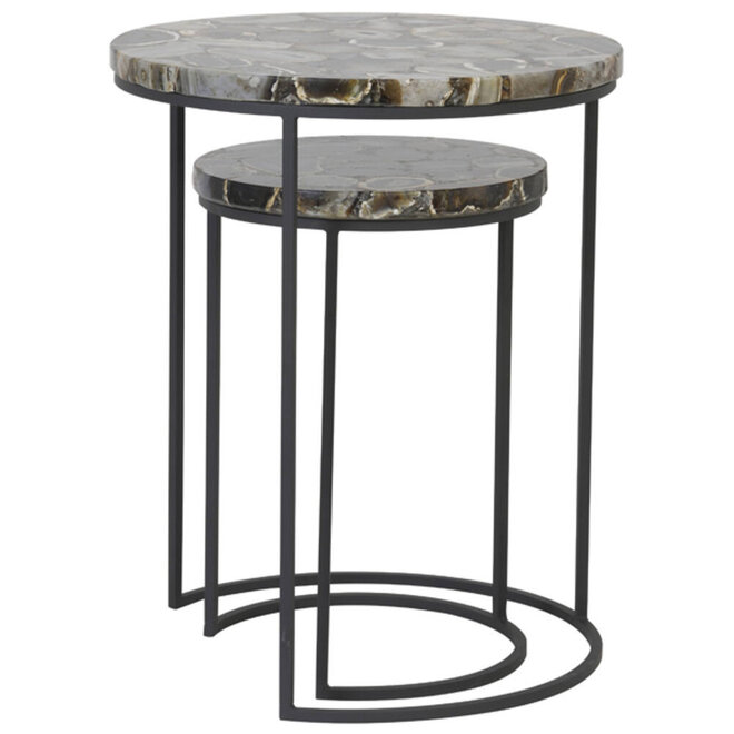 Set Bijzettafels Axat Agaat Ø28x42 + Ø41x50 cm