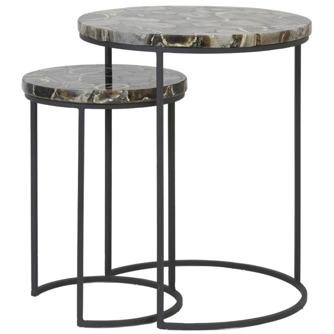 Set Bijzettafels Axat Agaat Ø28x42 + Ø41x50 cm