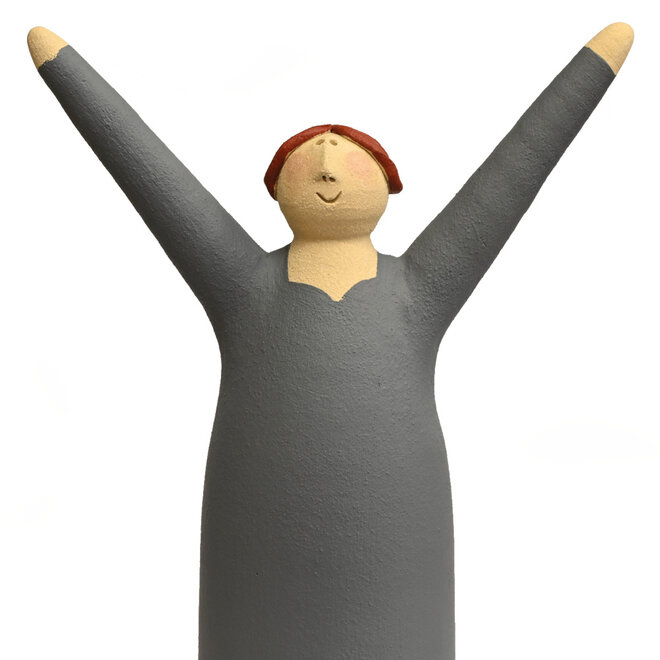 Vrolijke Vrouw, Freudenmädchen, middelgrijs Keramiek H27cm