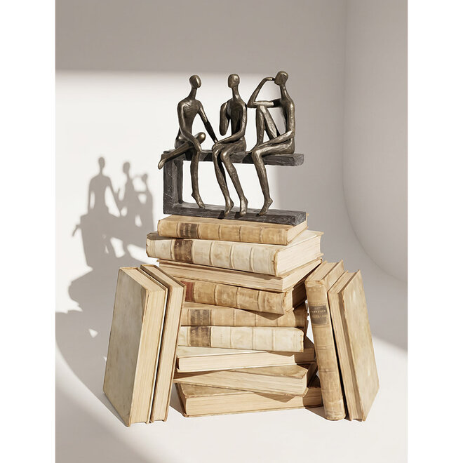 Figuur 'Conversation', polyresin, antique bronze finish, H25cm