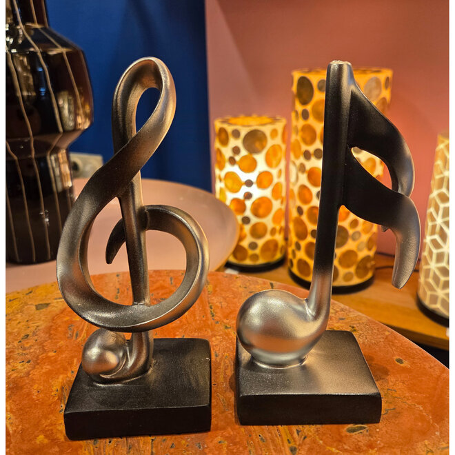 Sculpturen set 'Muziek', antraciet polyresin, H18cm