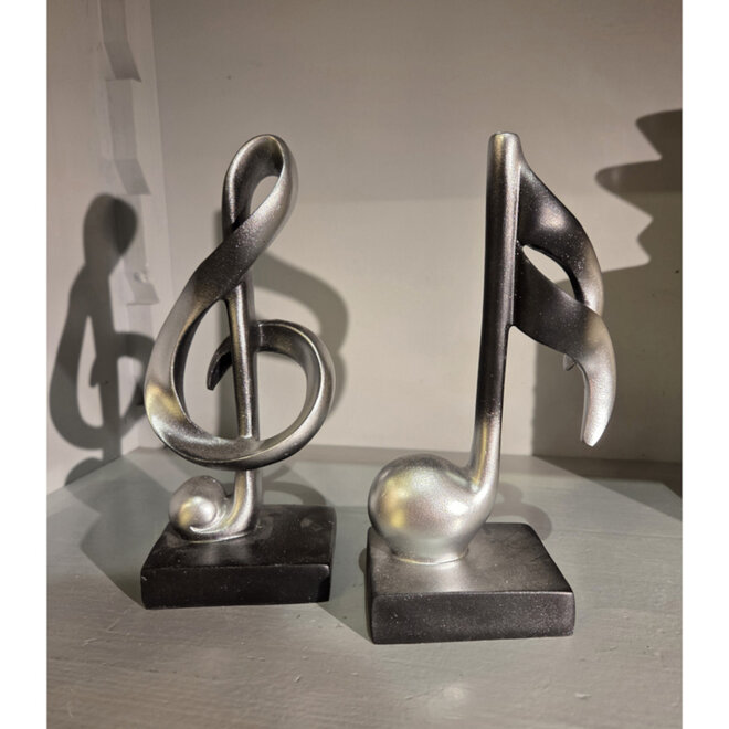 Sculpturen set 'Muziek', antraciet polyresin, H18cm