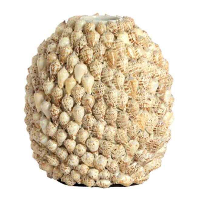 Decoratieve Bamboe vaas "Shell" met schelpen H28cm