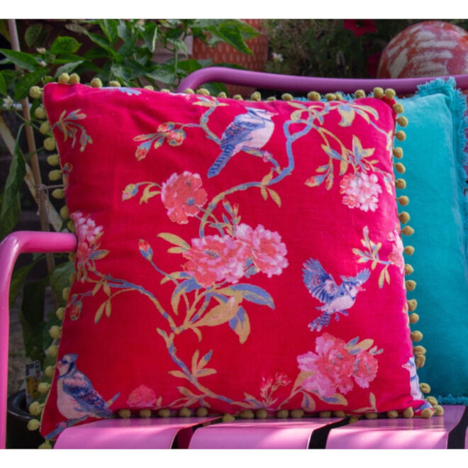 Sierkussen Vivienne met pom-pom rand 45x45cm