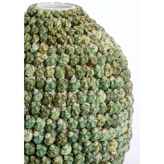 Decoratieve Bamboe vaas "Shell Green" ingelegd met schelpen - Copy