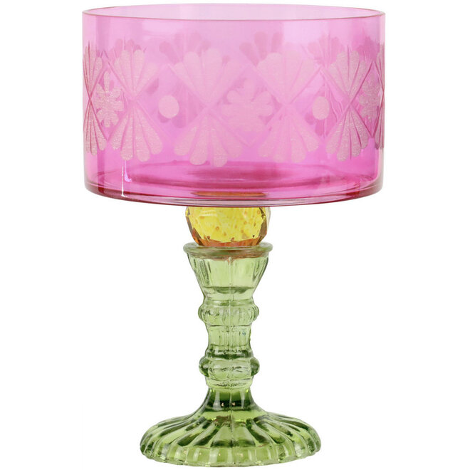 Kelkglas Vaas Floraison roze, geel, groen H21cm