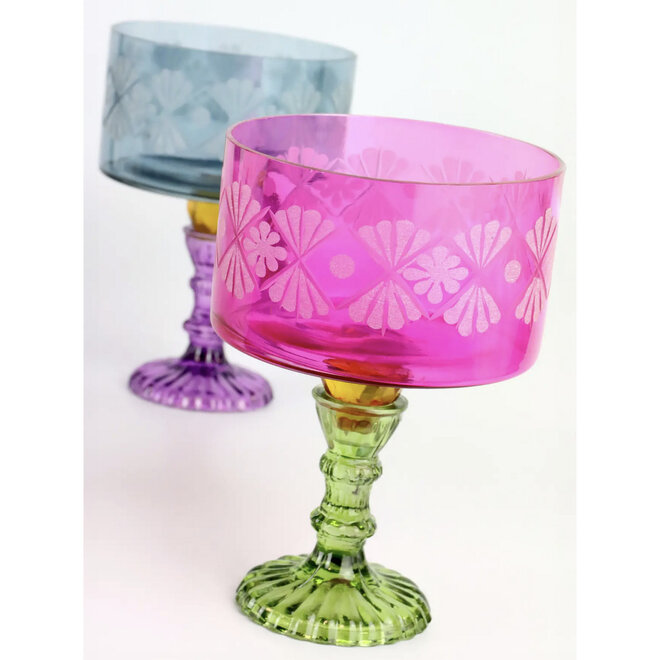 Kelkglas Vaas Floraison roze, geel, groen H21cm