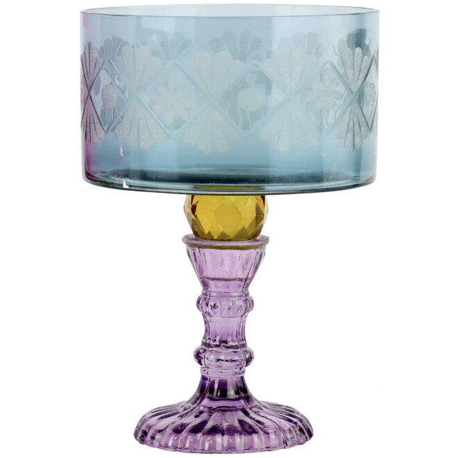 Kelkglas Vaas Floraison blauw, geel, lila H21cm