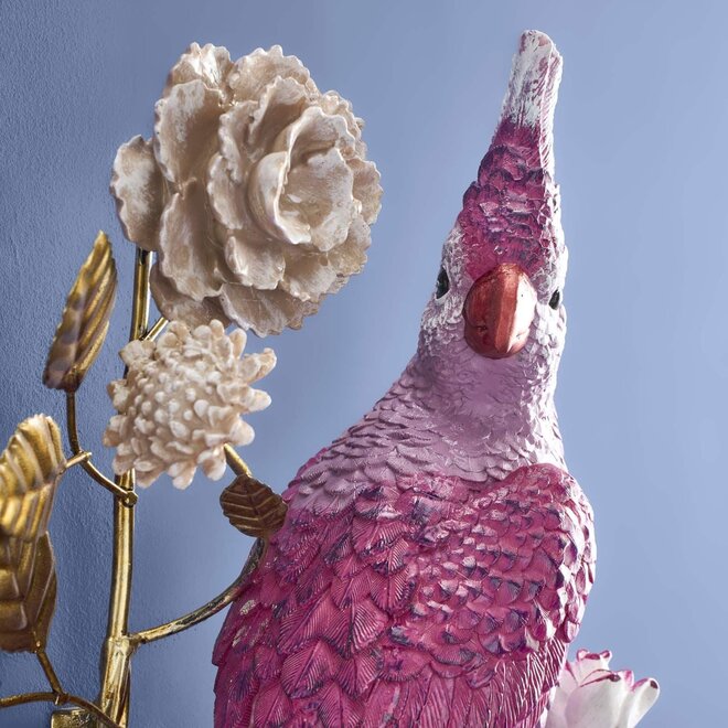 Wandkandelaar Papegaai Roze H60cm