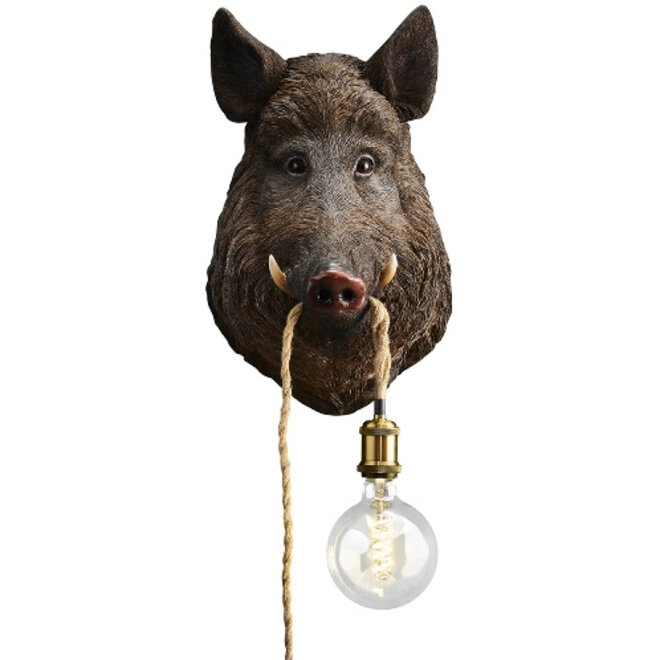 Wandlamp Wildzwijn Willy, bruin H50cm