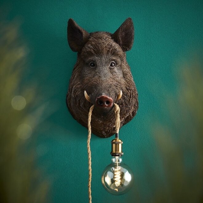 Wandlamp Wildzwijn Willy, bruin H50cm