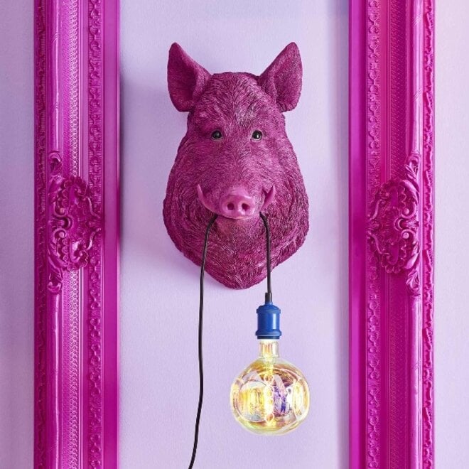 Wandlamp Wildzwijn Willy, roze H50cm