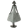 Beeld Vrouw Lopend in de Wind XL, zwart/grijs H54cm