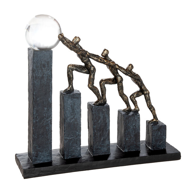 Figuur 'Team Effort', polyresin, antique bronze finish, H32cm