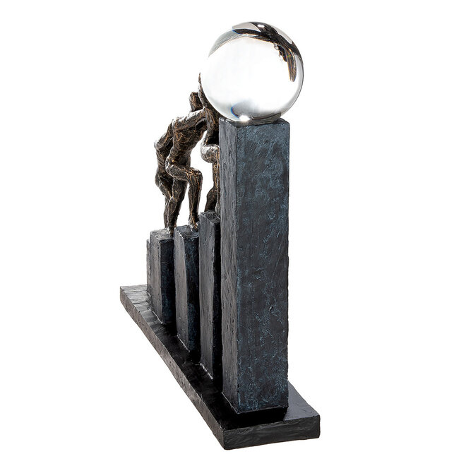 Figuur 'Team Effort', polyresin, antique bronze finish, H32cm