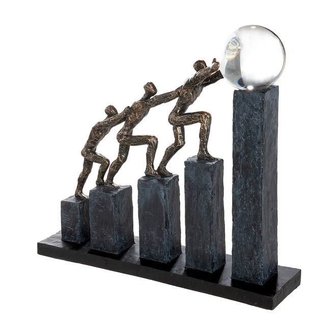 Figuur 'Team Effort', polyresin, antique bronze finish, H32cm