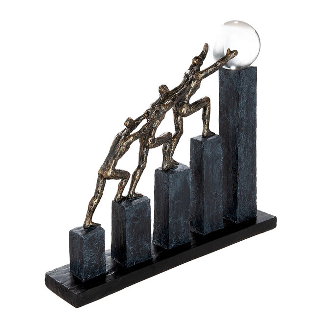 Figuur 'Team Effort', polyresin, antique bronze finish, H32cm