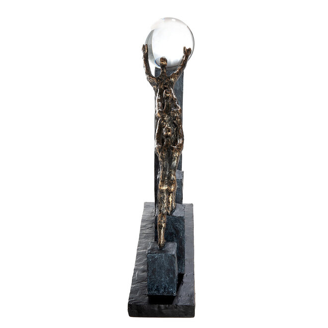 Figuur 'Team Effort', polyresin, antique bronze finish, H32cm
