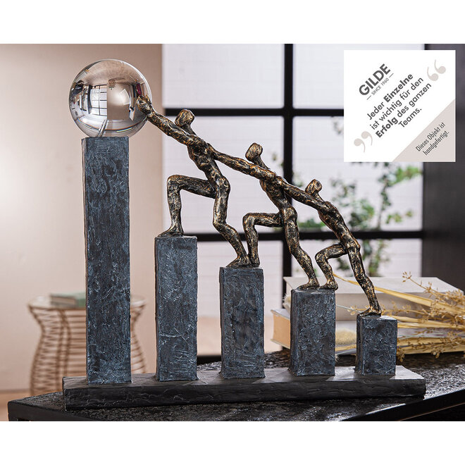 Figuur 'Team Effort', polyresin, antique bronze finish, H32cm