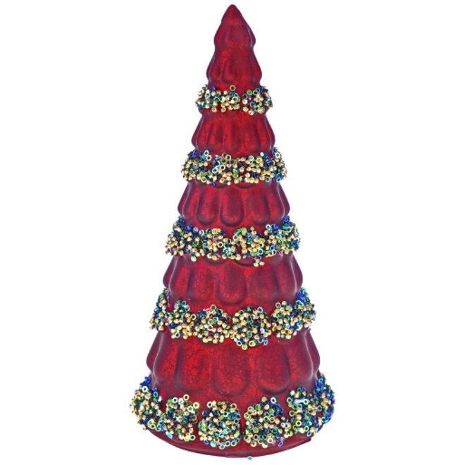 LED Glazen Kerstboom Rood H25cm