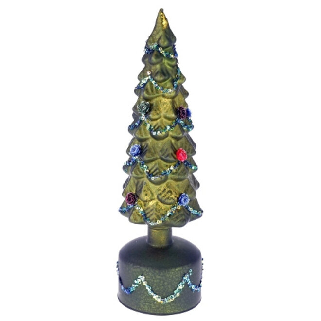 LED Glazen Kerstboom Groen H30cm
