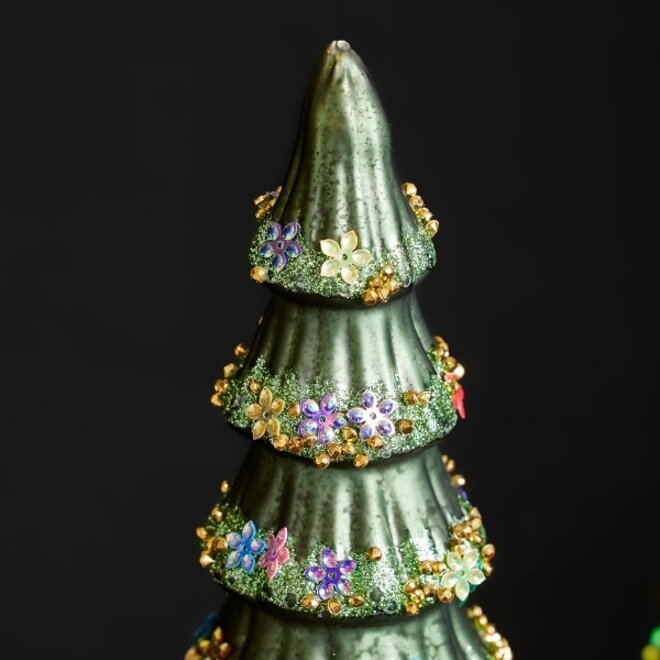 LED Glazen Kerstboom Groend H33cm