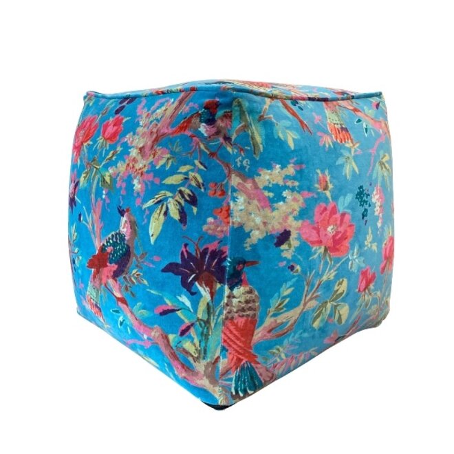 Decoratieve Poef Paradise blauw 45cm