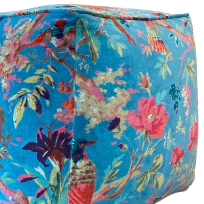 Decoratieve Poef Paradise blauw 45cm