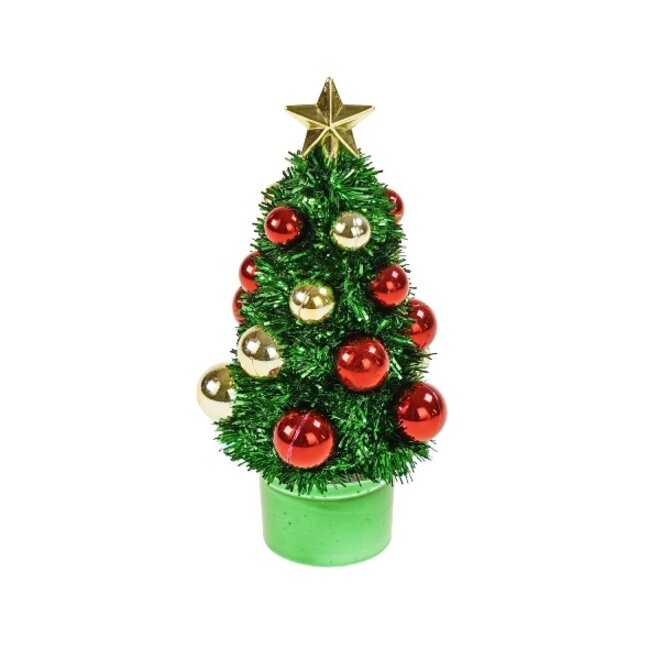 Deco Kerstboom, groen, goud, rood H16cm