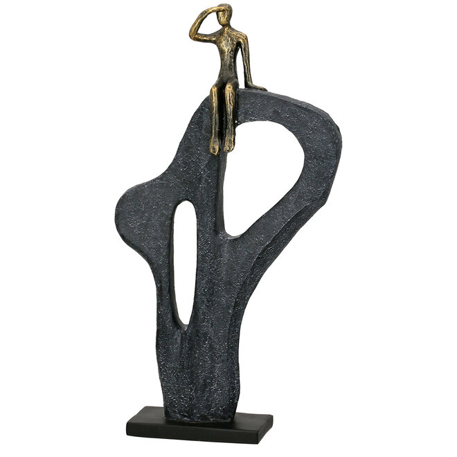 Figuur 'A glance into the Distance', polyresin, antique bronze finish, H47cm