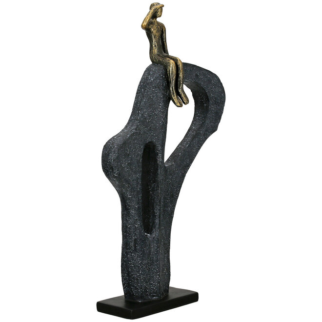 Figuur 'A glance into the Distance', polyresin, antique bronze finish, H47cm