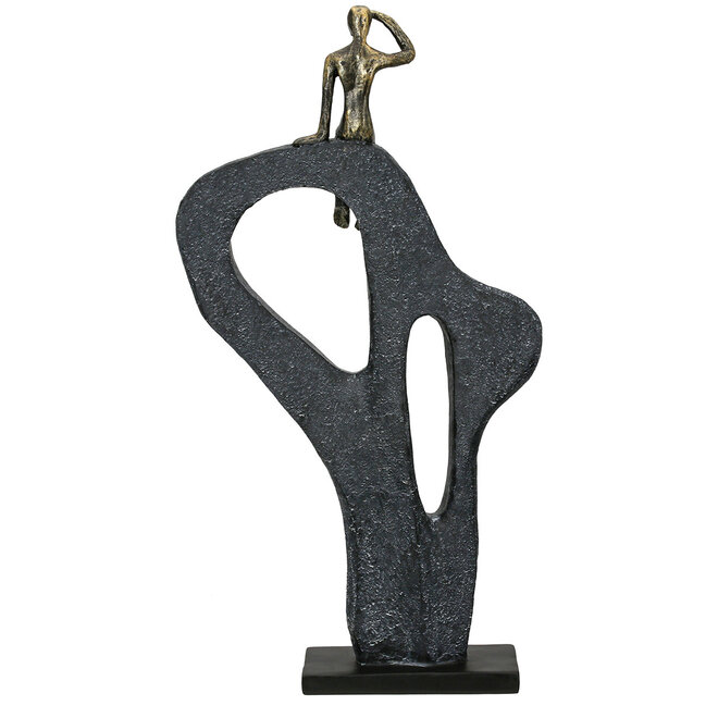 Figuur 'A glance into the Distance', polyresin, antique bronze finish, H47cm