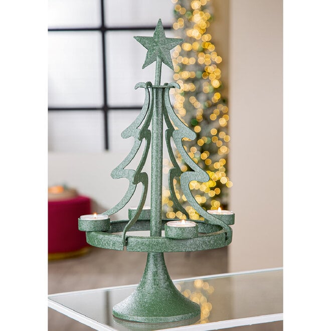 Adventskandelaar Kerstboom Abeto, donkergroen 42cm