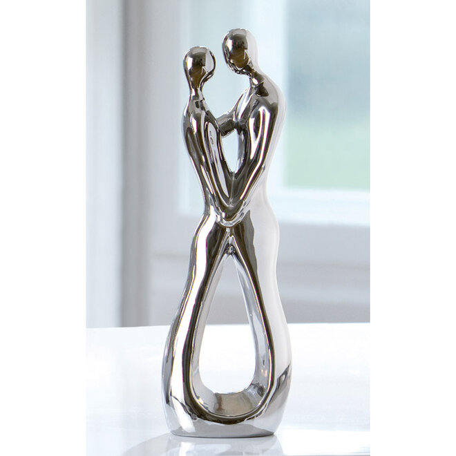 Figure 'Lovestruck', Ceramic, silver glazed H31cm