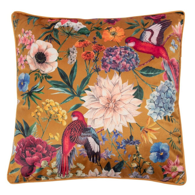 Sierkussen Birds Fantasy Okergeel 45x45cm