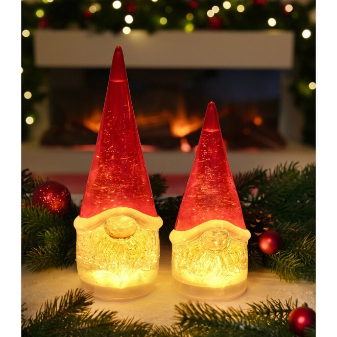 Sompex Gnoom glitter Rood Lamp H22cm