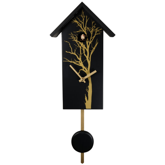 Koekoeksklok Zwart met Gouden Boom H46cm