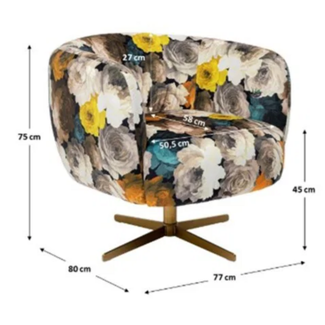 Draaifauteuil Pioenrozen