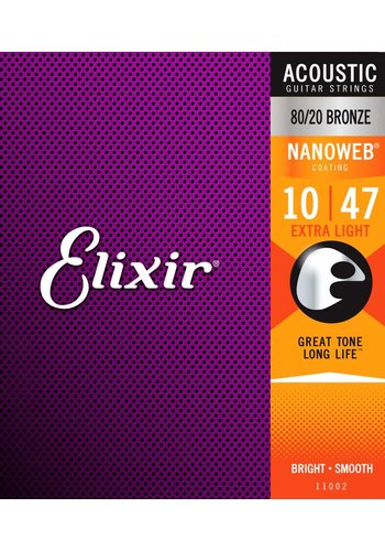 Elixir Elixir 11002 Acoustic 80/20 Bronze Nanoweb Extra Light
