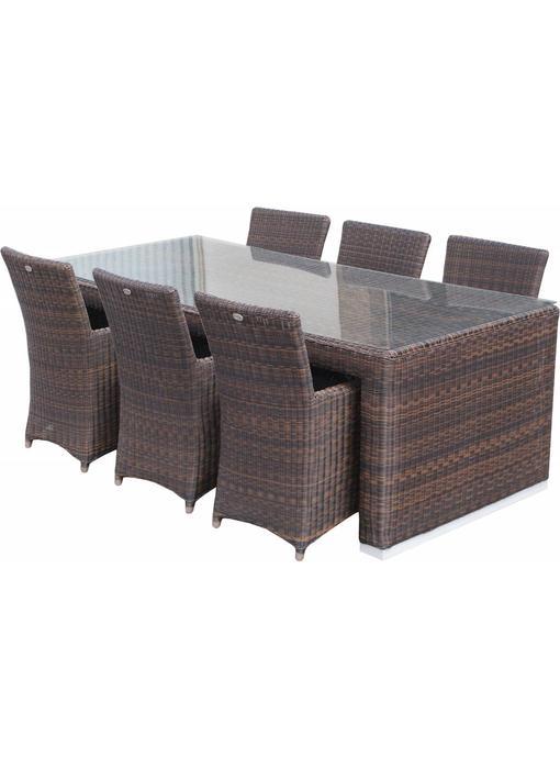 Diningset Athene - Bruin - Rond vlechtwerk