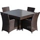 Diningset Tirana - Bruin - Rond vlechtwerk