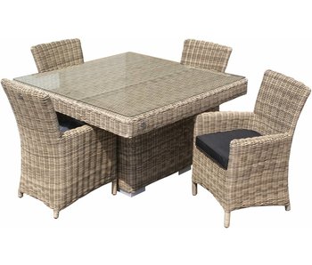 Diningset Tirana - Naturel - Rond vlechtwerk