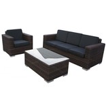 Loungeset Parijs 1011 - Bruin - Rond vlechtwerk