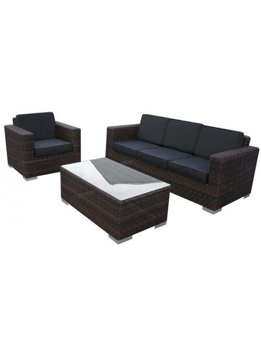 Loungeset Parijs 1011 - Bruin - Rond vlechtwerk