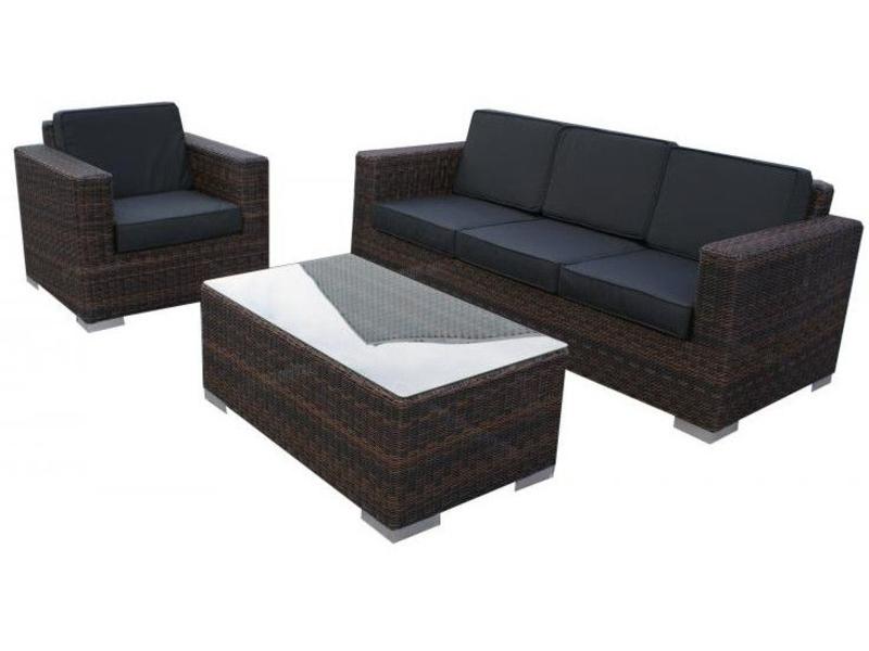 Loungeset Parijs 1011 - Bruin - Rond vlechtwerk